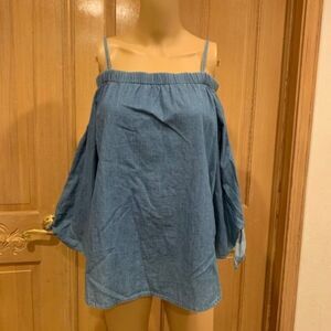 Seven Sisters Denim Off Shoulder w Tie Sleeve Sz M